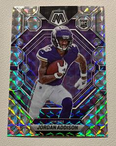 lot 86A image: Jordan Addison RC Silver Prizm 2020 Mosaic #327 Rookie Minnesota Vikings Football Card