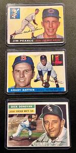 lot 93 image: 1955 and 1956 Topps Baseball 3 Card Vintage Lot