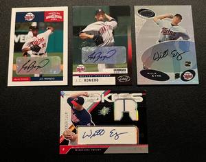 lot 99A image: Minnesota Twins 4 Auto Card Lot - (2) JC Romero and (2) Willie Eyre including 1224 with Relic Baseball Cards