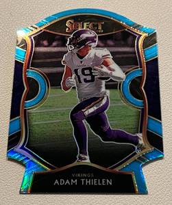 lot 100 image: Adam Thielen Die Cut Blue Prizm 2020 Select Concourse #14 Minnesota Vikings Football Card