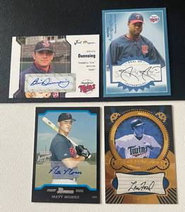 lot 101A image: Minnesota Twins 4 Card Auto Lot - Lou Ford, Shannon Stewart 003340, Matt Moses, and Brian Duensing Baseball Cards