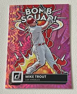 lot 106A image: Mike Trout Pink Fire Works Bomb Squad 2022 Donruss #BS-8 Insert Baseball Card