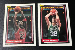 lot 111 image: 1993 Topps 50 Point Club - #205 Michael Jordan and #213 Kevin McHale Basketball Cards