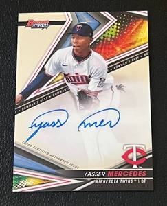 lot 131 image: Yasser Mercedes Auto 2022 Bowmans Best #B22-YME Signed Minnesota Twins Baseball Card