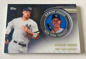 lot 157 image: Aaron Judge Commemorative Topps Player Medallion Card 2020 Series 2 #TPM-AJ Baseball Card