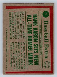 lot 19B image: Hank Aaron 1975 Topps #1 Highlights Vintage Baseball Card