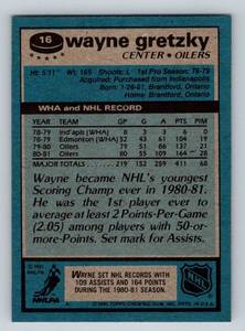 lot 58A image: Wayne Gretzky 1981 Topps #16 Vintage Hockey Card