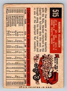 lot 63A image: 1959 Topps Harmon Killebrew #515 Vintage Minnesota Twins Baseball Card