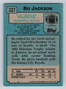 lot 67A image: Bo Jackson RC 1988 Topps #327 Vintage Rookie Football Card