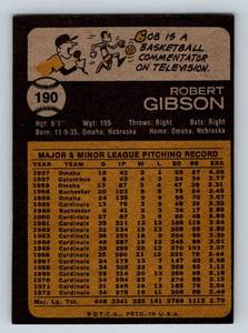 lot 68A image: Bob Gibson 1973 Topps #190 Vintage Baseball Card