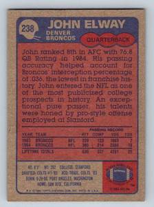 lot 69A image: John Elway 2nd Year 1985 Topps #238 Vintage Football Card
