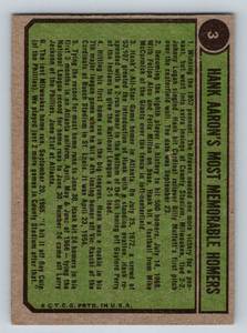 lot 75A image: Hank Aaron Special 1974 Topps #3 Vintage Baseball Card