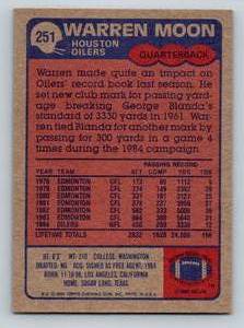 lot 77A image: Warren Moon RC 1985 Topps #251 Vintage Rookie Football Card