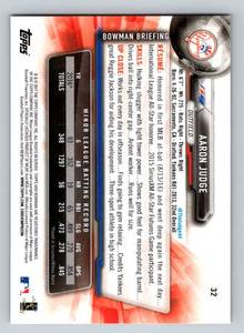 lot 78A image: Aaron Judge RC2017 Bowman #32 Rookie Baseball Card
