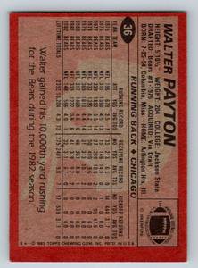 lot 79A image: Walter Payton 1983 Topps #36 Vintage Football Card