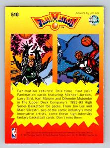 lot 129A image: Michael Jordan Larry Bird 1992-93 Upper Deck Fanimation #510 Birdman and Agent 23 Basketball Card
