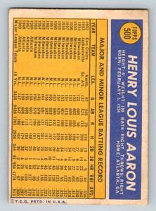 lot 20B image: Hank Aaron 1970 Topps #500 Vintage Baseball Card