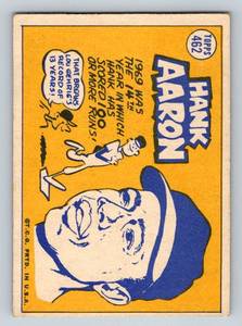 lot 22B image: Hank Aaron 1970 Topps Sporting News #462 Vintage Baseball Card