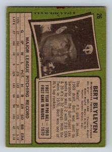 lot 24B image: Bert Blyleven RC 1971 Topps #26 Vintage Rookie Minnesota Twins Baseball Card