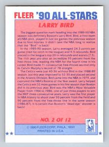 lot 145A image: Larry Bird 1990 Fleer All-Stars #2 Basketball Card
