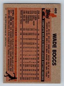 lot 153A image: Wade Boggs RC 1983 Topps #498 Vintage Rookie Baseball Card