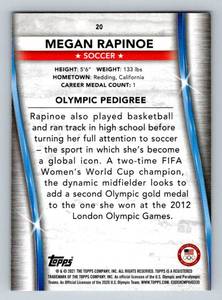 lot 158A image: Megan Rapinoe 2021 Topps #20 United States Olympic Team Soccer Card