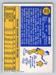 lot 167A image: Jim Catfish Hunter 1970 Topps #565 Vintage Baseball Card