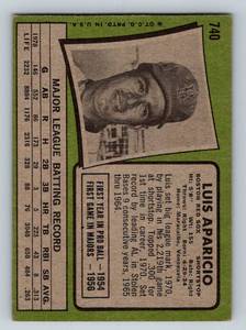 lot 170A image: Luis Aparicio 1971 Topps #740 Rare High Numbered Vintage Baseball Card