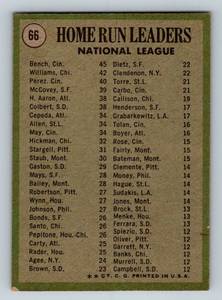 lot 171A image: 1971 Topps NL HR Leaders Johnny Bench, Billy Williams, Tony Perez #66 Vintage Baseball Card