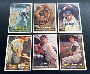 lot 64A image: 1957 Topps Baseball 6 Vintage Card Lot