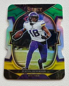 lot 126A image: Justin Jefferson Die Cut 2022 Select Prizm #50 Minnesota Vikings Football Card