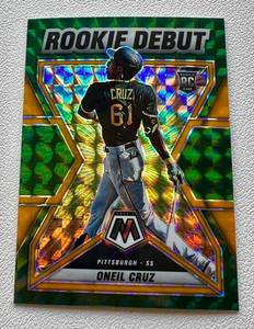 lot 147A image: Oneil Cruz RC Green Prizm 2022 Mosaic #RD-5 Rookie Debut Baseball Card