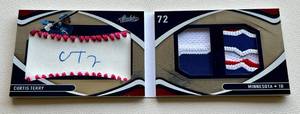 lot 148A image: Curtis Terry Sweetspot Auto Dual RC Patch 35, 2022 Absolute  Rookie Baseball Material Booklet Signatures #140, numbered 3135, Rare Minnesota Twins Card