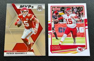 lot 155A image: Patrick Mahomes 2 Card Lot - 2020 Donurss #1 and Mosaic #297 Football Cards