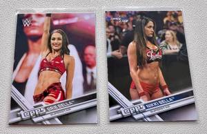 lot 159A image: Nikki and Brie Bella WWE Wrestling Cards 2017 Topps #102 and #156
