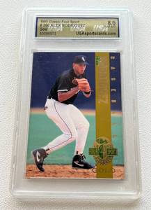 lot 160A image: Derek Jeter RC Graded 8 NM-MT 1993 Gold Classic Four Sport #260 Baseball Card