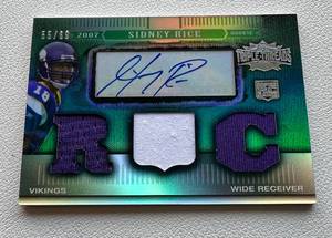 lot 188 image: Sidney Rice RC Patch Auto 69 - 2007Topps Triple Threads, numbered 5569, Rare Minnesota Vikings Football Card