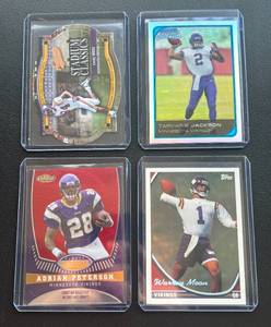 lot 203 image: Minnesota Vikings 4 Card Lot - Adrian Peterson, Randy Moss - Refractor, Die Cut, Foil, #d Football Cards