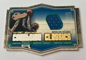 lot 221 image: Kevin Garnett Die Cut Relic 2003 Fleer Authentix Courtside Classics #CC-KG Minnesota Timberwolves Basketball Card