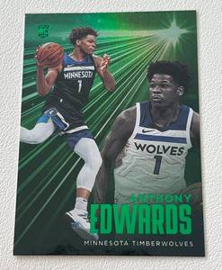 lot 222 image: Anthony Edwards RC Green Parallel 2020-21 Chronicles Essentials #203 Rookie Minnesota Timberwolves Basketball Card