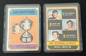 lot 229 image: Bobby Orr 2 Card Vintage Hockey Lot with Phil Esposito 1971-72 Topps