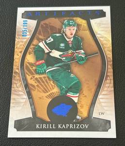 lot 233 image: Kirill Kaprizov Blue SP 199 2023-34 UD Artifacts #103 Numbered 35199 Rare Minnesota Wild Hockey Card