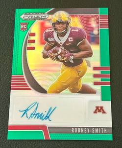 lot 237 image: Rodney Smith Auto Green Prizm RC 2020 Draft Picks #259 Signed University of Minnesota Football Card