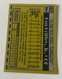 lot 255 image: Ken Griffey Jr Bloody Elbow Error Card 1990 Topps #336 Rookie Cup Baseball Card