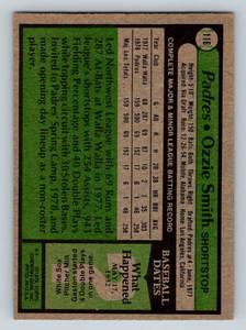 lot 6C image: Ozzie Smith RC 1979 Topps #116 - Centered  Very Nice - Rookie Vintage Baseball Card