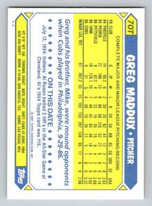 lot 270 image: Greg Maddux RC 1987 Topps Traded #70T Rookie Baseball Card