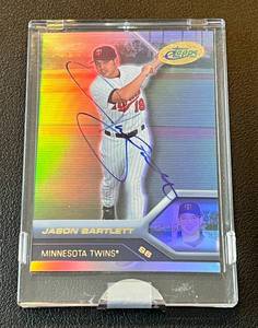 lot 56C image: Jason Bartlett Auto 913 2005 eTopps #200 Signed Minnesota Twins Baseball Card