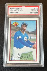 lot 66C image: Ken Griffey Jr RC PSA Graded 8 NM-MT 1989 Bowman #220 Rookie Baseball Card