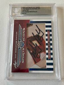lot 90B image: Bobby Bell Auto 2010 Leaf Sports Icons Update The Search For Shoeless Joe Pro Football Hall of Fame #6 Beckett Authentic Football Card