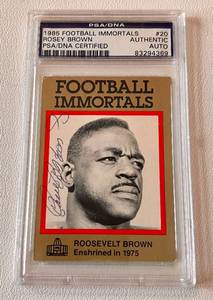 lot 91B image: Rosey Brown Auto PSA Certified 1985 Football Immortals #20 Signed Certified Card